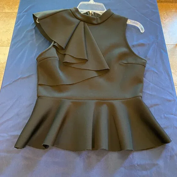 LuLu's Sexy Sleeveless Black Ruffled Peplum Blouse Size XS - Picture 3 of 6